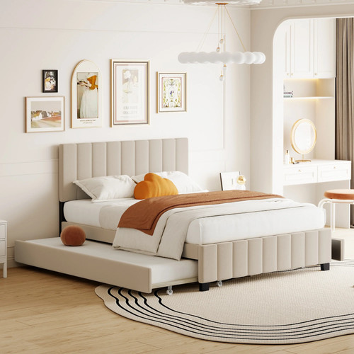 Twin velvet platform bed - twin,